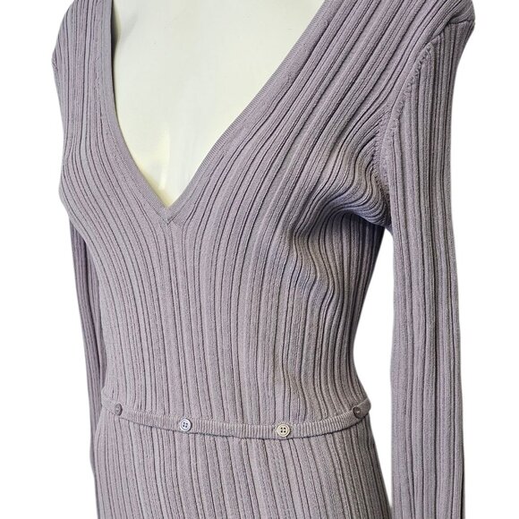 Revolve LPA Delaire Button Off Midi Dress, Dusty Purple, Stretch, Ribbed, Size L - Picture 10 of 10